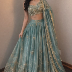 Sage Green Embroidered Lehenga Choli Set