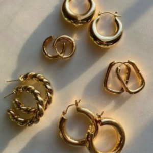 Elegant Gold-Tone Hoop & Statement Earrings Set