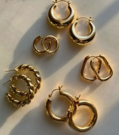 Elegant Gold-Tone Hoop & Statement Earrings Set