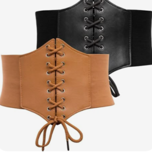 Retro Faux Leather Lace-Up Tied Corset Belt for Halloween & Costumes